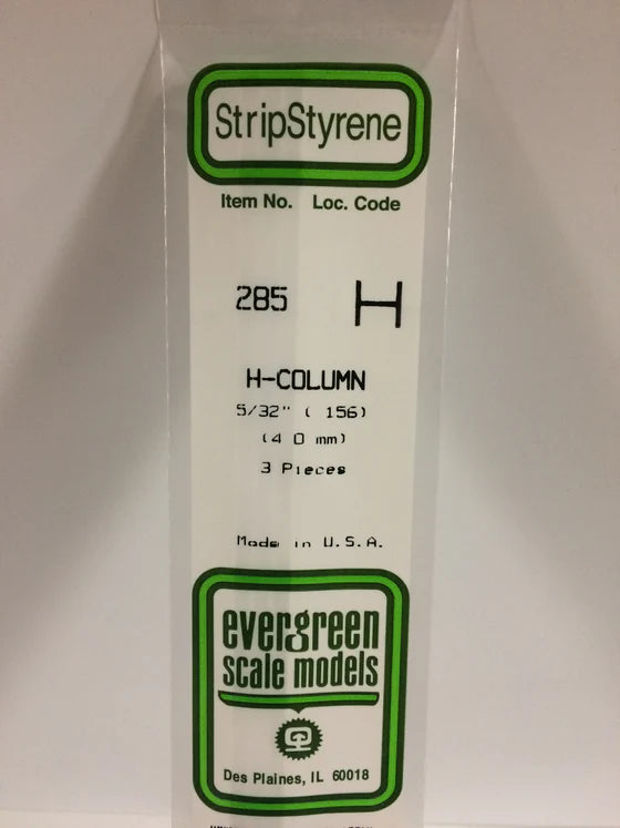 EVERGREEN 285 .156 STYRENE H COLUMNS