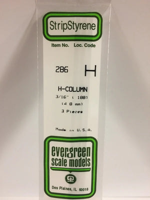 EVERGREEN 286 .188 STYRENE H COLUMNS