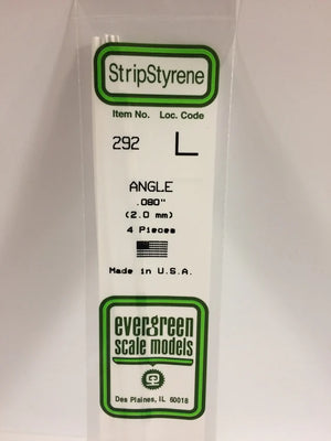 EVERGREEN 292 .080 STYRENE ANGLES