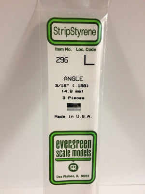 EVERGREEN 296 .188 STYRENE ANGLES