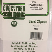 EVERGREEN 3025 .025 STYRENE PASSENGER CAR SIDING