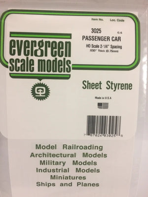 EVERGREEN 3025 .025 STYRENE PASSENGER CAR SIDING