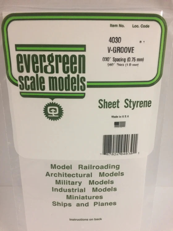 EVERGREEN 4030 .030 STYRENE V GROOVE SIDING