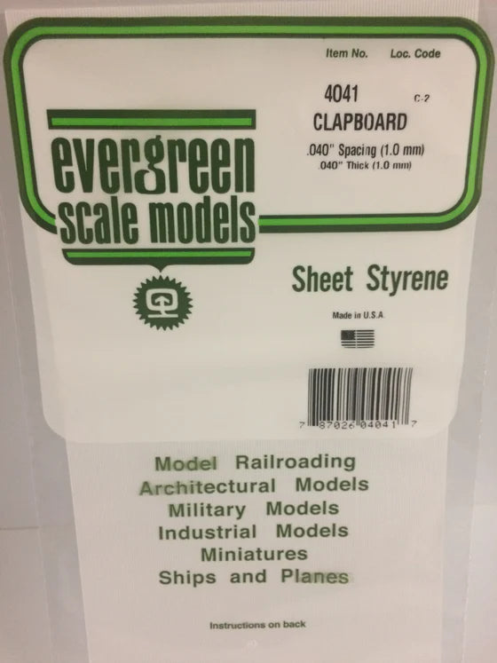 EVERGREEN 4041 .040 STYRENE CLAPBOARD SIDING
