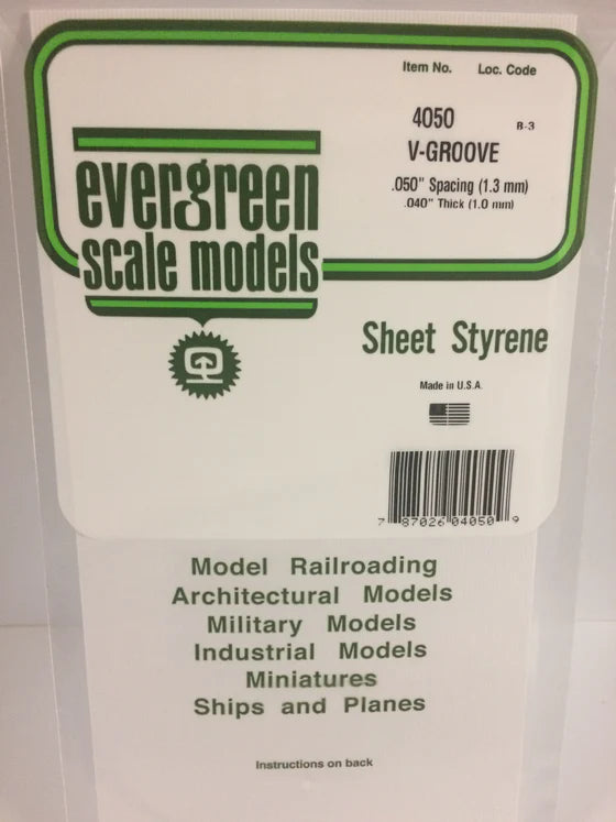 EVERGREEN 4050 .050 STYRENE V GROOVE SIDING