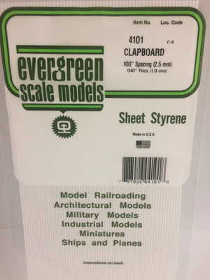 EVERGREEN 4101 .100 STYRENE CLAPBOARD SIDING