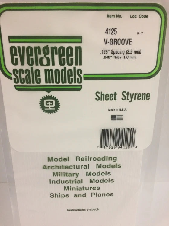 EVERGREEN 4125 .125 STYRENE V GROOVE SIDING