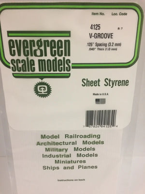 EVERGREEN 4125 .125 STYRENE V GROOVE SIDING