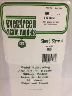 EVERGREEN 4188 .188 STYRENE V GROOVE SIDING