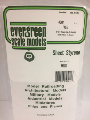 EVERGREEN 4502 .083 X .083 STYRENE SQUARE TILE