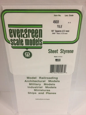 EVERGREEN 4503 .125 X .125 STYRENE SQUARE TILE