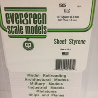 EVERGREEN 4505 .250 X .250 STYRENE SQUARE TILE