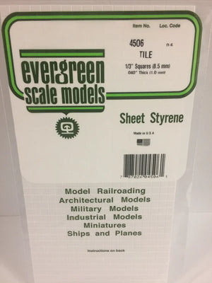EVERGREEN 4506 .333 X .333 STYRENE SQUARE TILE