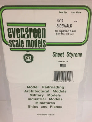 EVERGREEN 4514 .125 X .125 STYRENE SIDEWALK