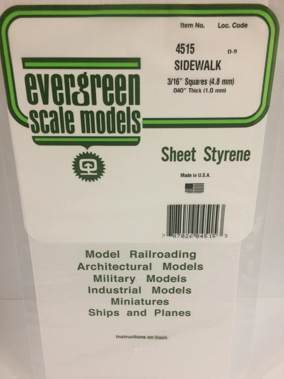 EVERGREEN 4515 .188 X .188 STYRENE SIDEWALK
