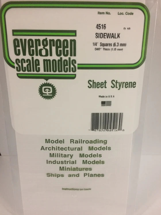 EVERGREEN 4516 .250 X .250 STYRENE SIDEWALK