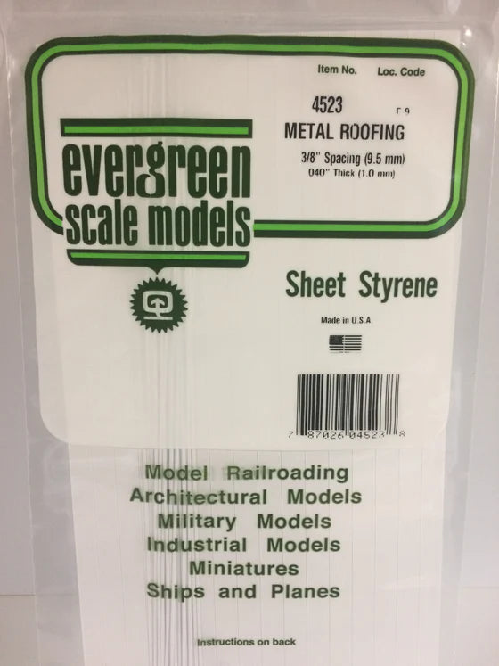 EVERGREEN 4523 .040 X .375  STYRENE STANDING SEAM ROOFING