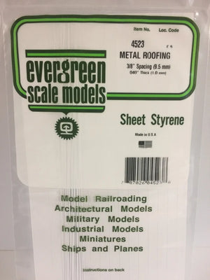 EVERGREEN 4523 .040 X .375  STYRENE STANDING SEAM ROOFING