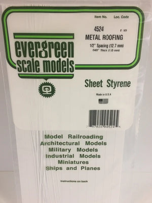 EVERGREEN 4524 .040 X .500  STYRENE STANDING SEAM ROOFING