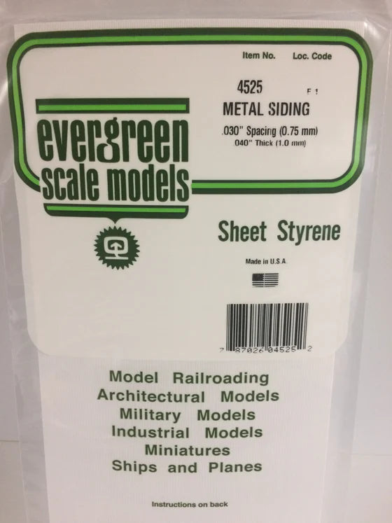 EVERGREEN 4525 .030 STYRENE CORRUGATED SIDING