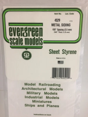 EVERGREEN 4529 .100 STYRENE CORRUGATED SIDING