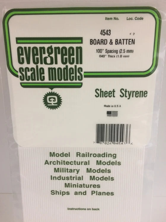 EVERGREEN 4543 .100 STYRENE BATTEN SIDING