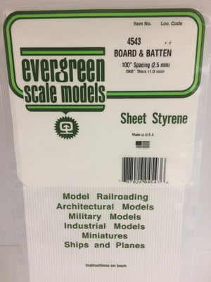 EVERGREEN 4543 .100 STYRENE BATTEN SIDING