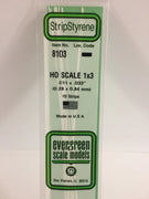 EVERGREEN 8103 .011 X .033STYRENE HO SCALE STRIPS (1X3)