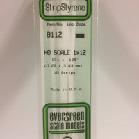 EVERGREEN 8112 .011 X .135 STYRENE HO SCALE STRIPS (1X12)