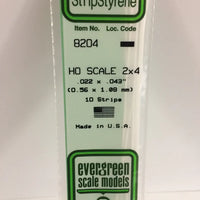 EVERGREEN 8204 .022 X .043 STYRENE HO STRIPS (2X4)
