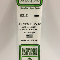 EVERGREEN 8212 .022 X .135 STYRENE HO STRIPS (4X12)
