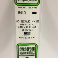EVERGREEN 8210 .043 X .112 STYRENE HO STRIPS (4X10)