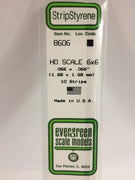EVERGREEN 8606 .066 X .066 STYRENE HO SCALE STRIPS (6X6)