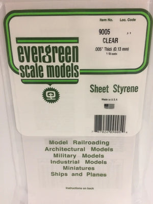 EVERGREEN 9005 .005 CLEAR STYRENE SHEET